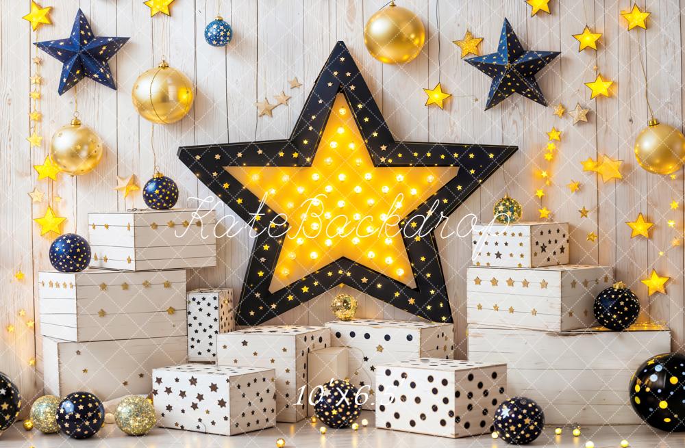 Kate Birthday Star Lights Gift Boxes Wall Backdrop Designed by Emetselch