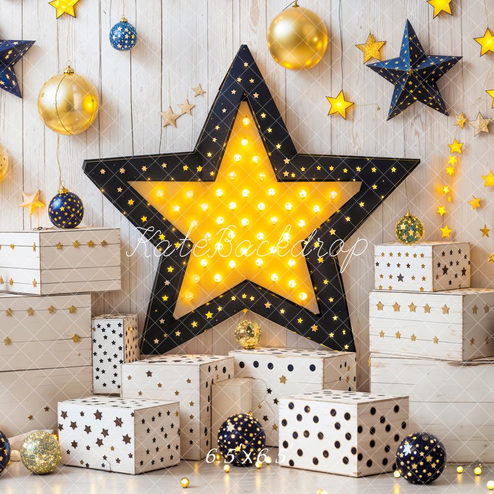 Kate Birthday Star Lights Gift Boxes Wall Backdrop Designed by Emetselch