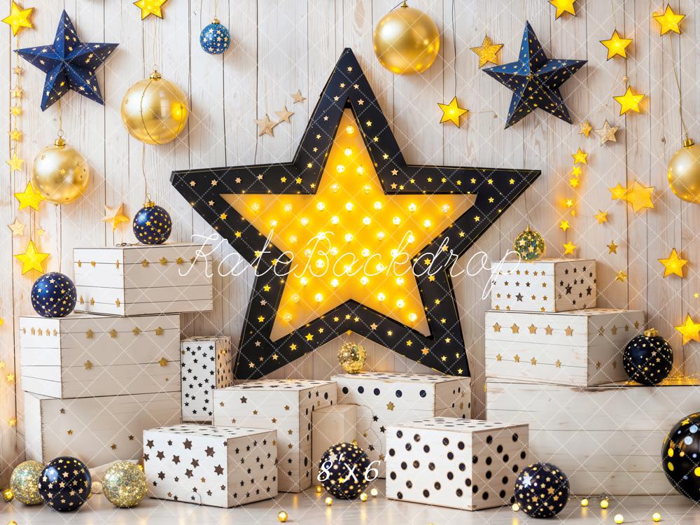 Kate Birthday Star Lights Gift Boxes Wall Backdrop Designed by Emetselch