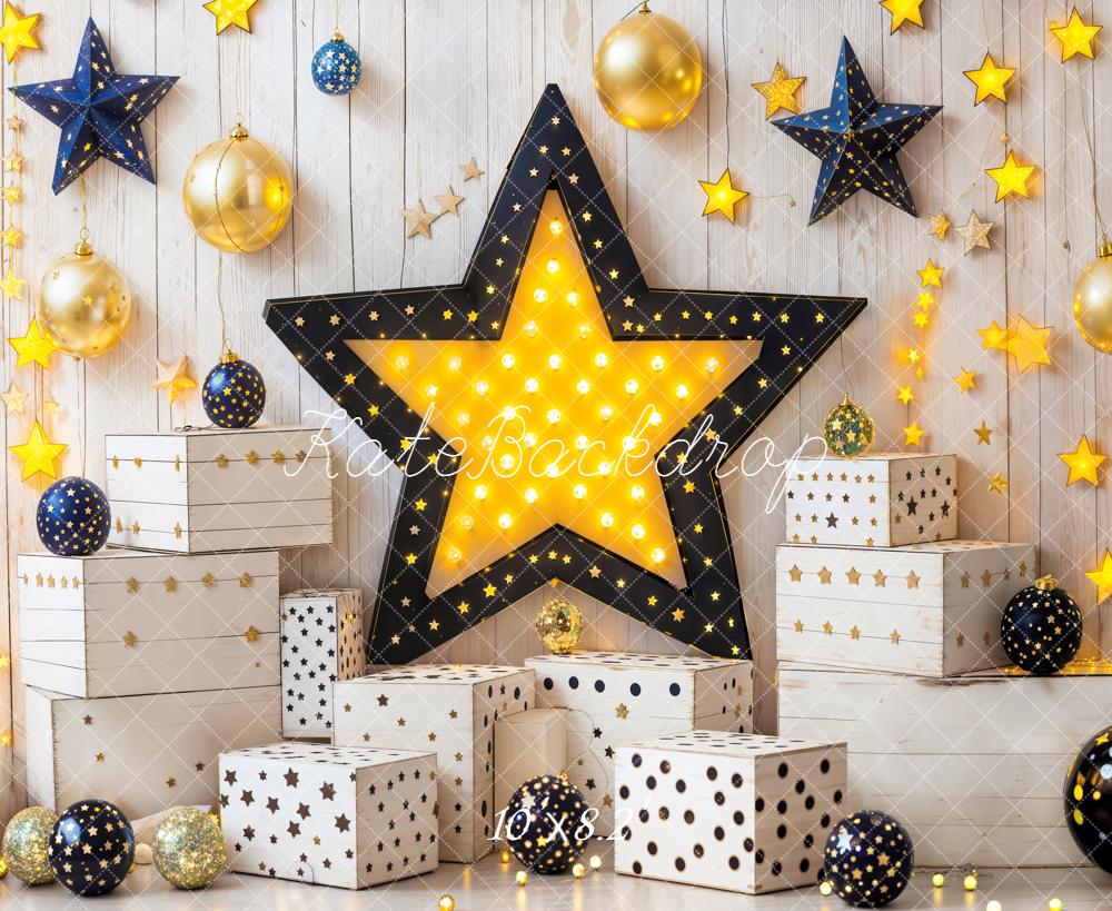 Kate Birthday Star Lights Gift Boxes Wall Backdrop Designed by Emetselch