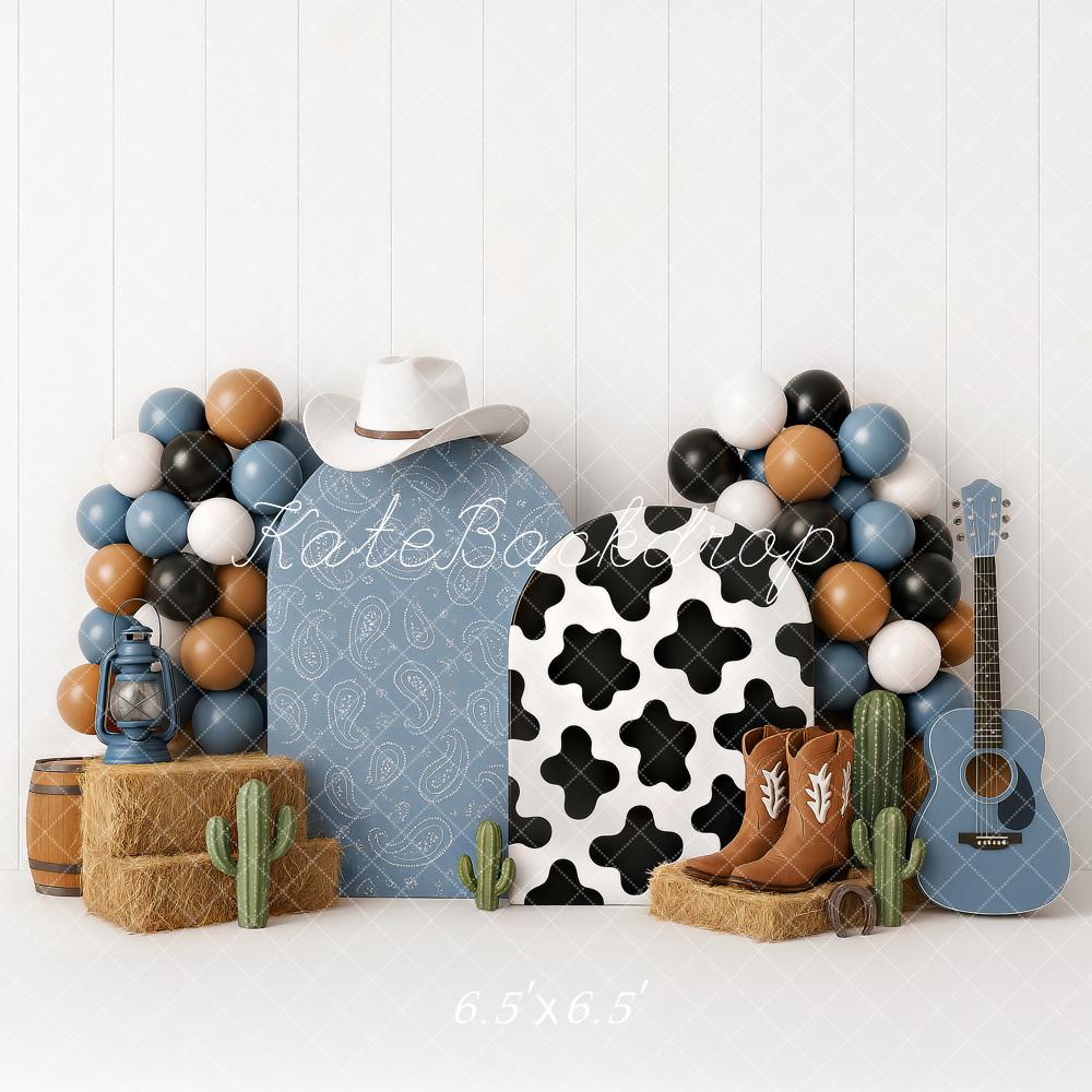 On Sale Kate Cake Smash Western Cowboy Boots Blue Backdrop Designed by Ashley Paul -UK