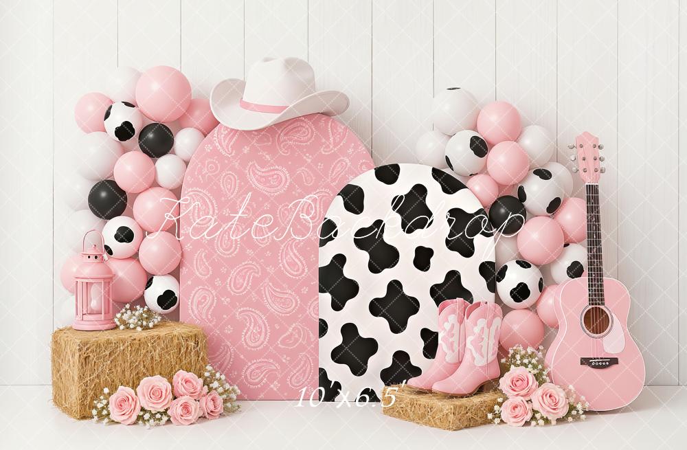 Lightning Deals Kate Cake Smash Cowgirl Pink Western Backdrop Designed by Ashley Paul -UK