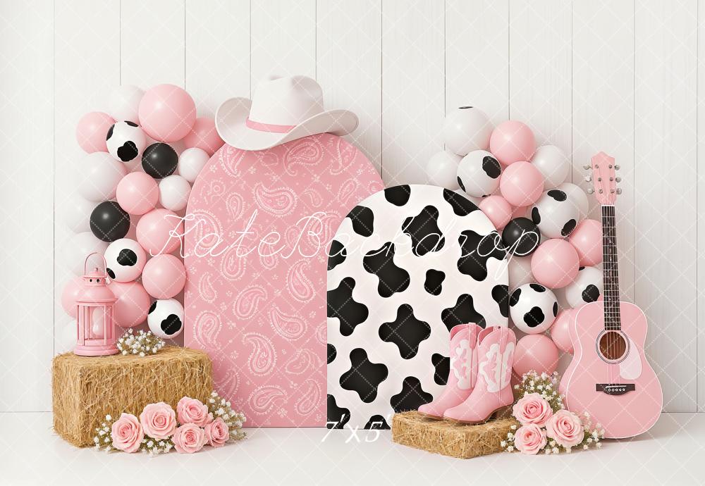 Lightning Deals Kate Cake Smash Cowgirl Pink Western Backdrop Designed by Ashley Paul -UK
