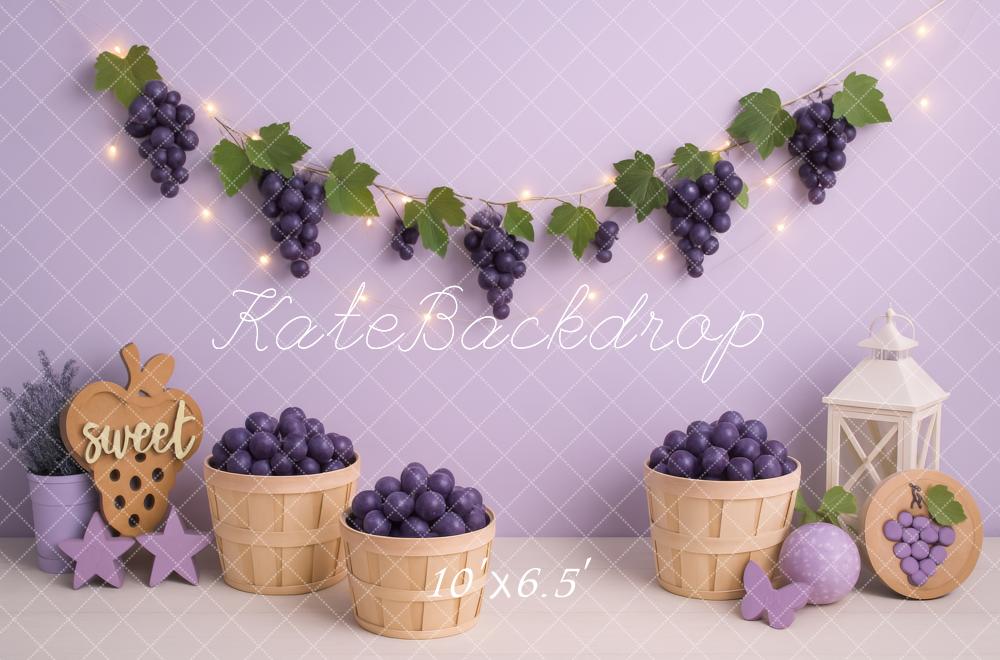 Kate Cake Smash Grape Basket Garland Purple Backdrop Designed by Lidia Redekopp
