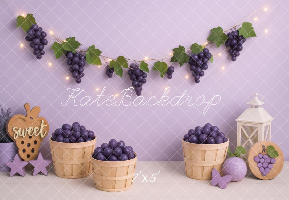 Kate Cake Smash Grape Basket Garland Purple Backdrop Designed by Lidia Redekopp