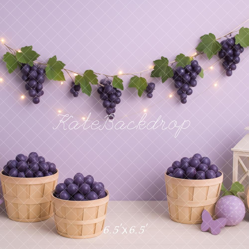 Kate Cake Smash Grape Basket Garland Purple Backdrop Designed by Lidia Redekopp