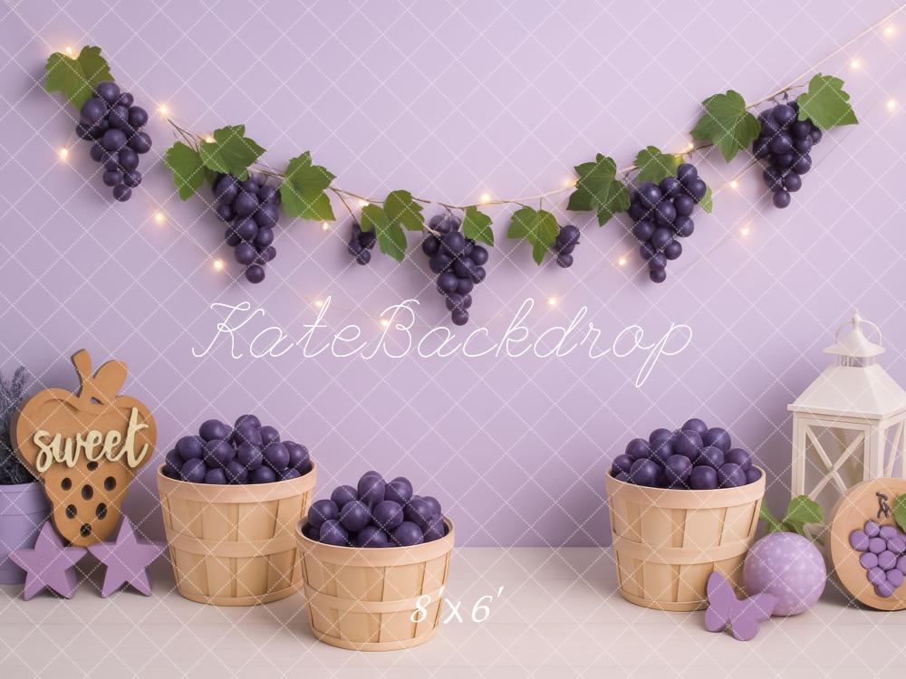 Kate Cake Smash Grape Basket Garland Purple Backdrop Designed by Lidia Redekopp