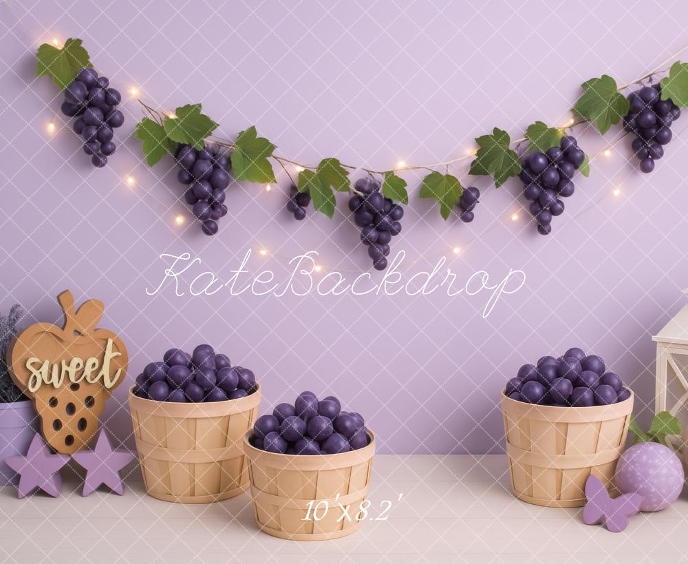 Kate Cake Smash Grape Basket Garland Purple Backdrop Designed by Lidia Redekopp