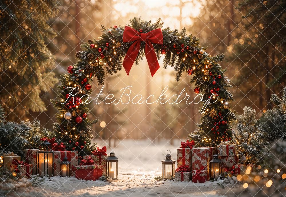 Kate Christmas Arch Bow Forest Gift Backdrop Designed by Emetselch