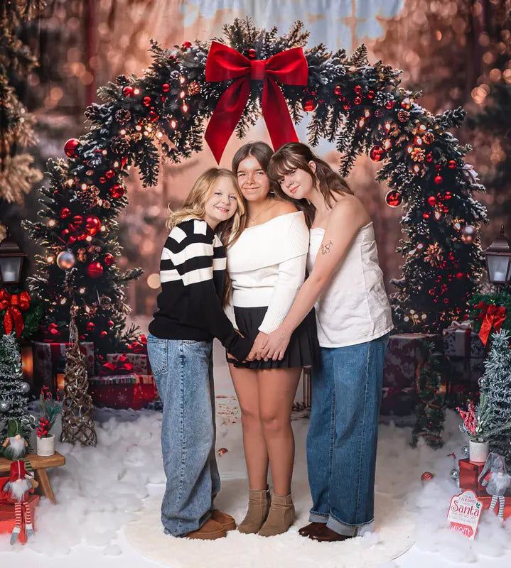 Kate Christmas Arch Bow Forest Gift Backdrop Designed by Emetselch