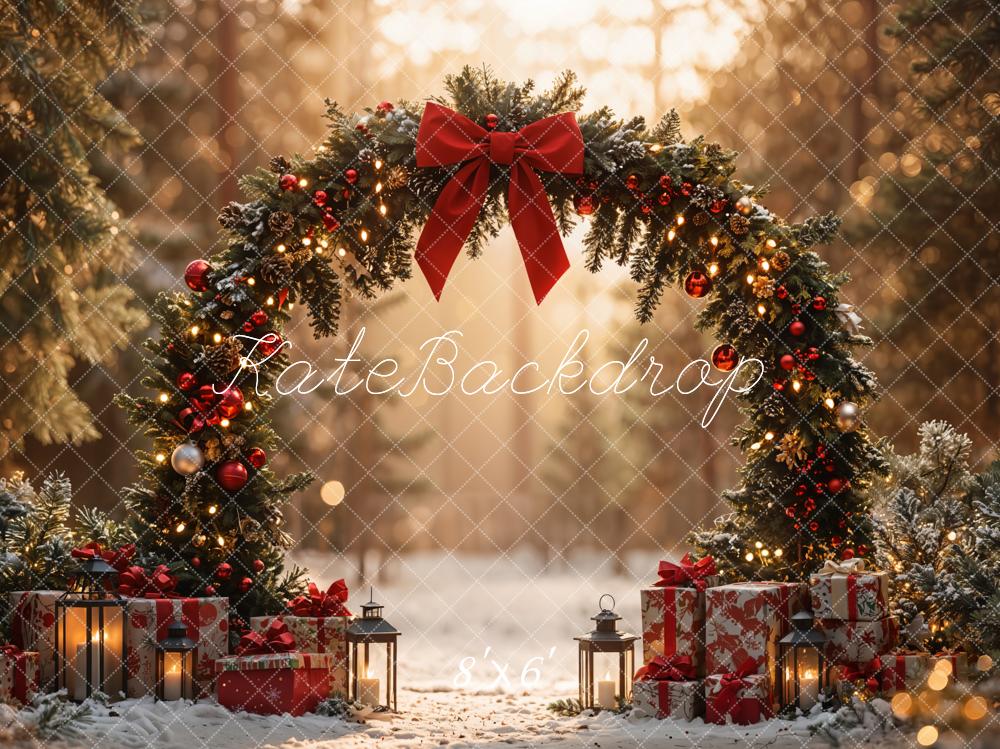Kate Christmas Arch Bow Forest Gift Backdrop Designed by Emetselch