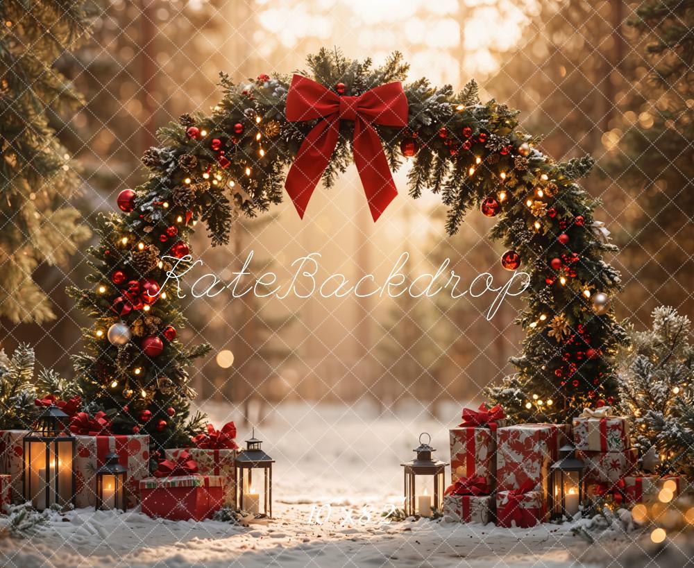 Kate Christmas Arch Bow Forest Gift Backdrop Designed by Emetselch
