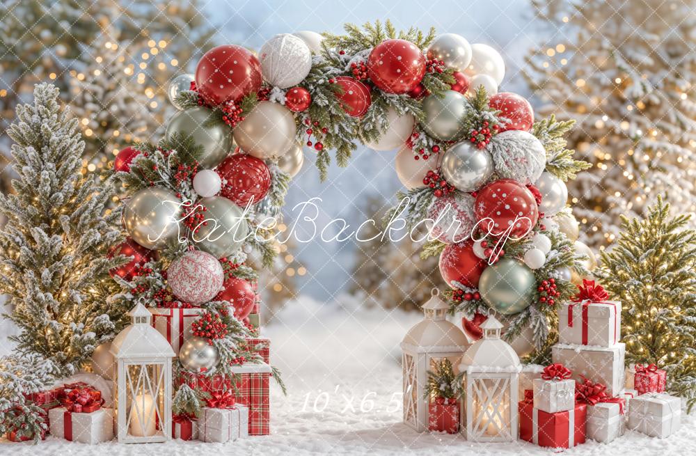 Kate Christmas Balloon Arch Snow Gifts Backdrop Designed by Emetselch