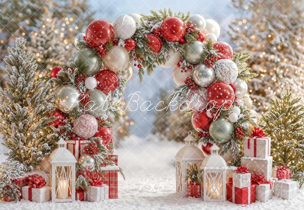 Kate Christmas Balloon Arch Snow Gifts Backdrop Designed by Emetselch