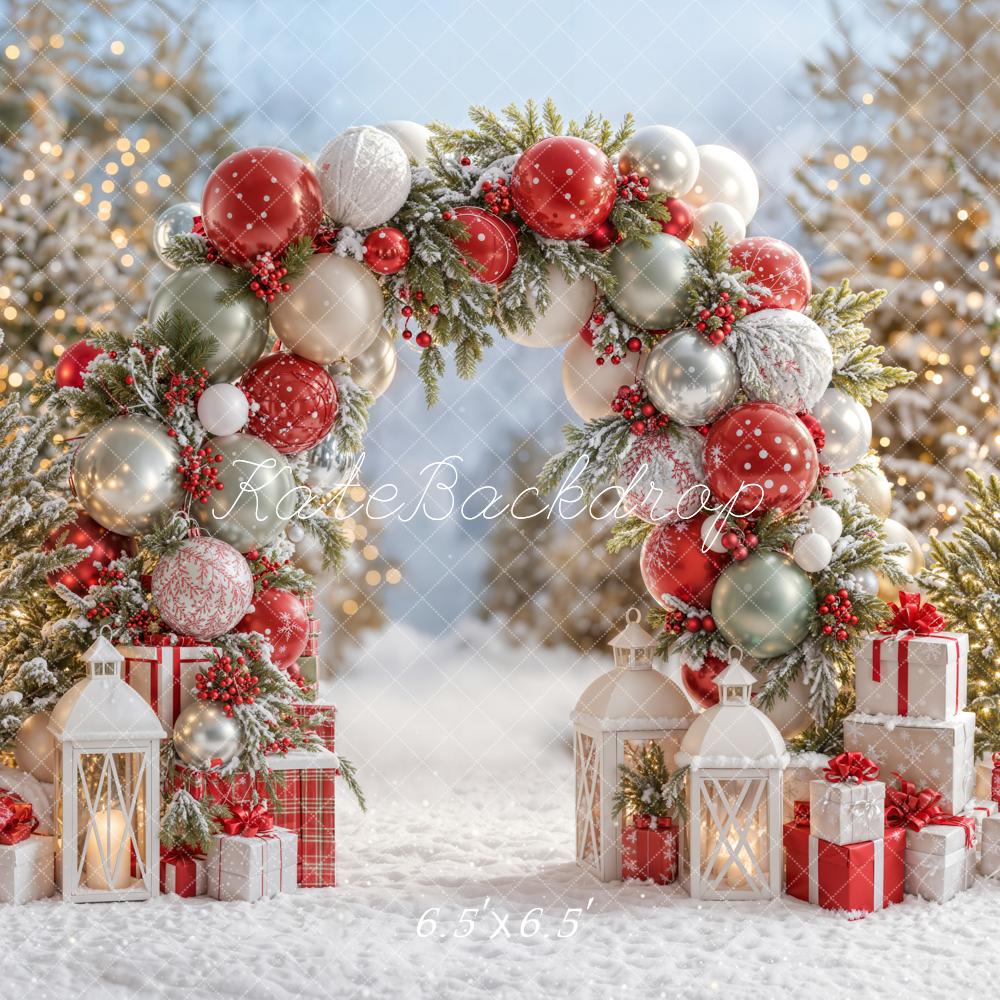 Kate Christmas Balloon Arch Snow Gifts Backdrop Designed by Emetselch