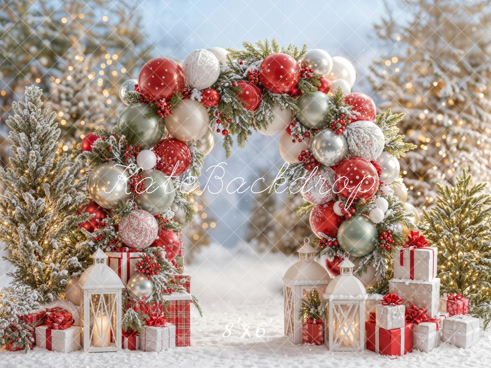 Kate Christmas Balloon Arch Snow Gifts Backdrop Designed by Emetselch