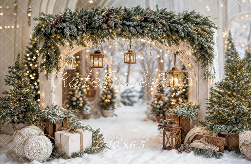 Kate Christmas Arch Garland Snow Trees Backdrop Designed by Emetselch -UK