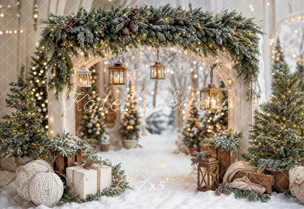 Kate Christmas Arch Garland Snow Trees Backdrop Designed by Emetselch -UK
