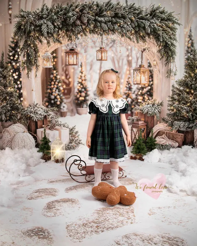 Kate Christmas Arch Garland Snow Trees Backdrop Designed by Emetselch -UK