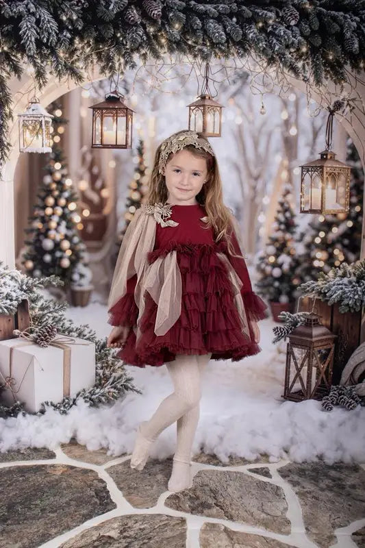 Kate Christmas Arch Garland Snow Trees Backdrop Designed by Emetselch -UK
