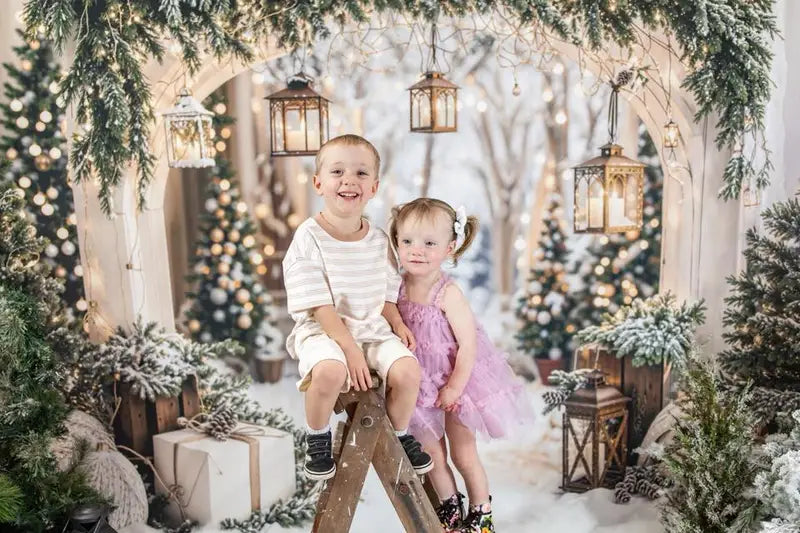 Kate Christmas Arch Garland Snow Trees Backdrop Designed by Emetselch -UK
