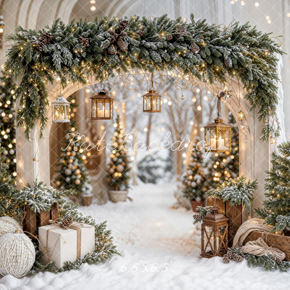 Kate Christmas Arch Garland Snow Trees Backdrop Designed by Emetselch -UK