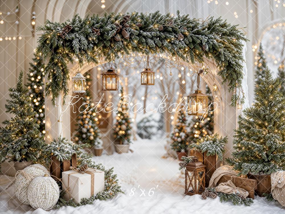 Kate Christmas Arch Garland Snow Trees Backdrop Designed by Emetselch -UK