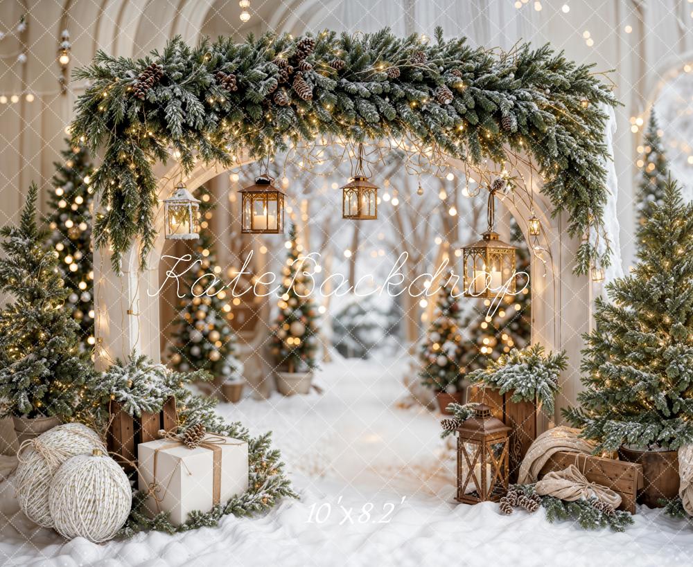 Kate Christmas Arch Garland Snow Trees Backdrop Designed by Emetselch -UK