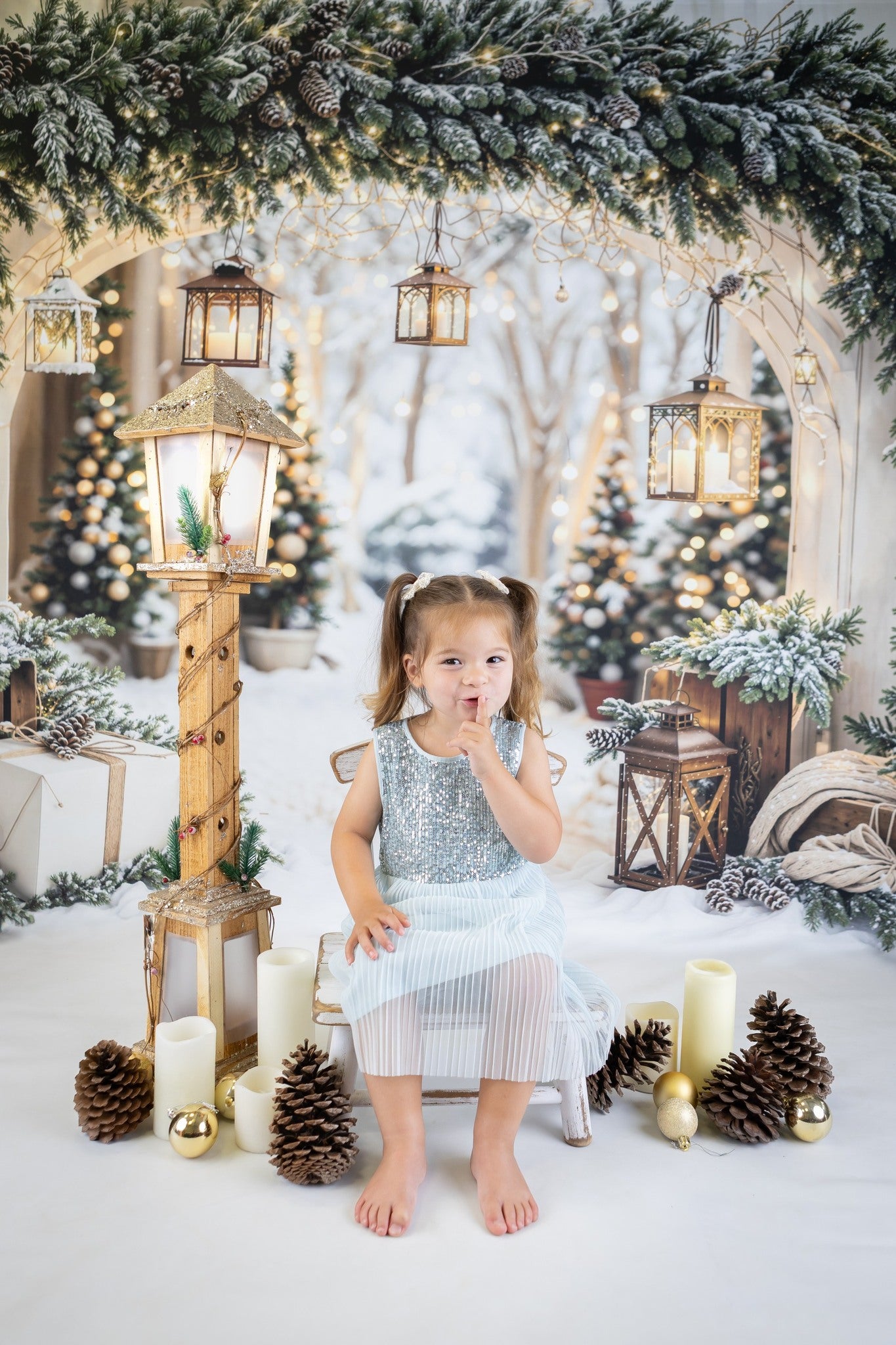 Kate Christmas Arch Garland Snow Trees Backdrop Designed by Emetselch -UK
