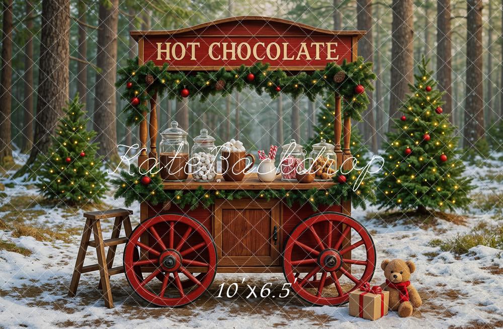 Lightning Deals Kate Christmas Hot Chocolate Forest Backdrop Designed by Ashley Paul -UK