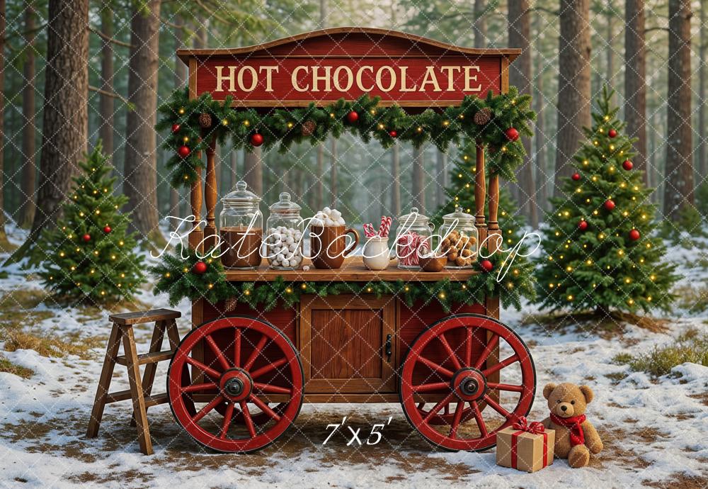 Lightning Deals Kate Christmas Hot Chocolate Forest Backdrop Designed by Ashley Paul -UK