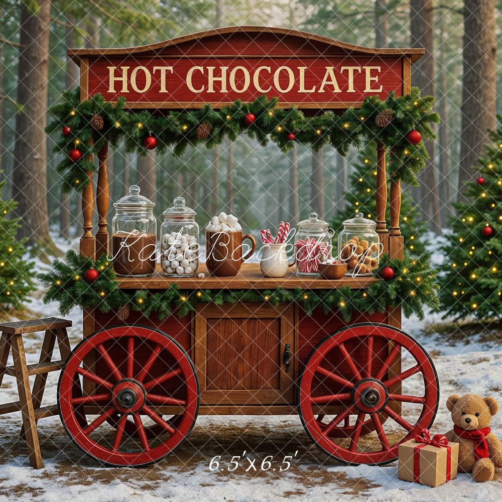 Lightning Deals Kate Christmas Hot Chocolate Forest Backdrop Designed by Ashley Paul -UK