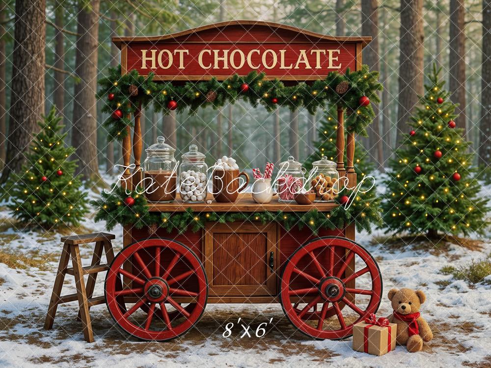 Lightning Deals Kate Christmas Hot Chocolate Forest Backdrop Designed by Ashley Paul -UK