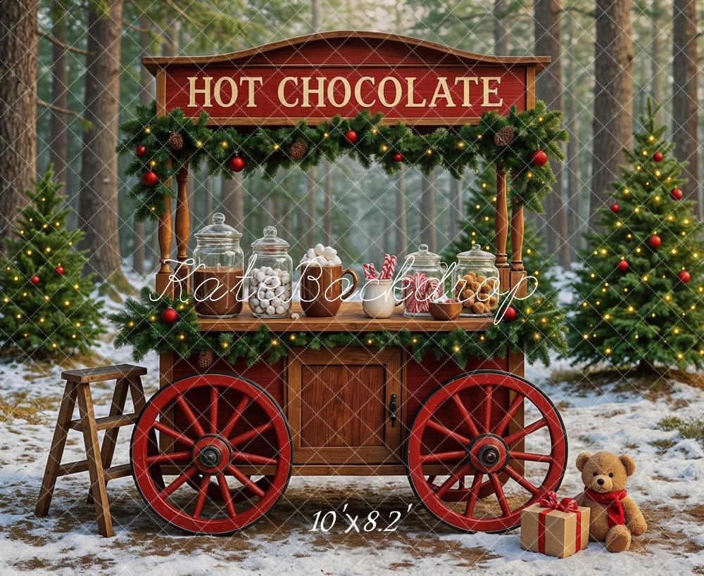 Lightning Deals Kate Christmas Hot Chocolate Forest Backdrop Designed by Ashley Paul -UK