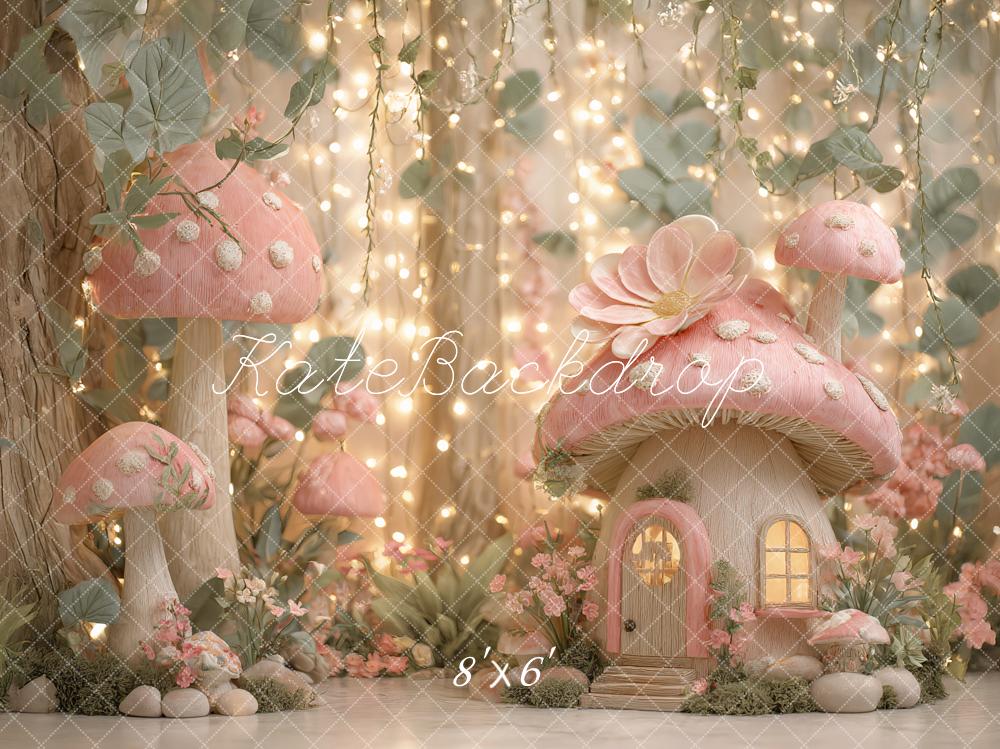 Lightning Deals Kate Fairy Fantasy Mushroom House Lights Backdrop Designed by Ashley Paul -UK