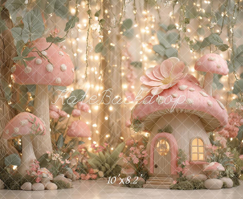 Lightning Deals Kate Fairy Fantasy Mushroom House Lights Backdrop Designed by Ashley Paul -UK
