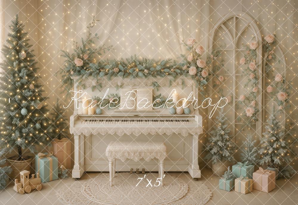 Kate Christmas Piano Roses Tree Gifts Backdrop Designed by Ashley Paul -UK
