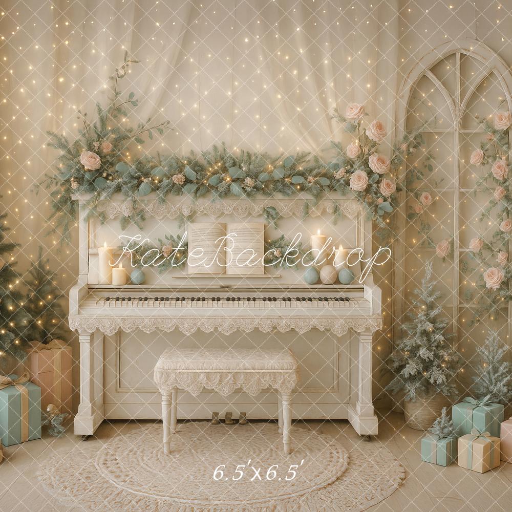 Kate Christmas Piano Roses Tree Gifts Backdrop Designed by Ashley Paul -UK