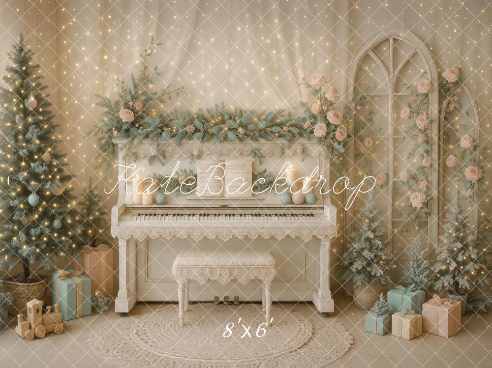 Kate Christmas Piano Roses Tree Gifts Backdrop Designed by Ashley Paul -UK