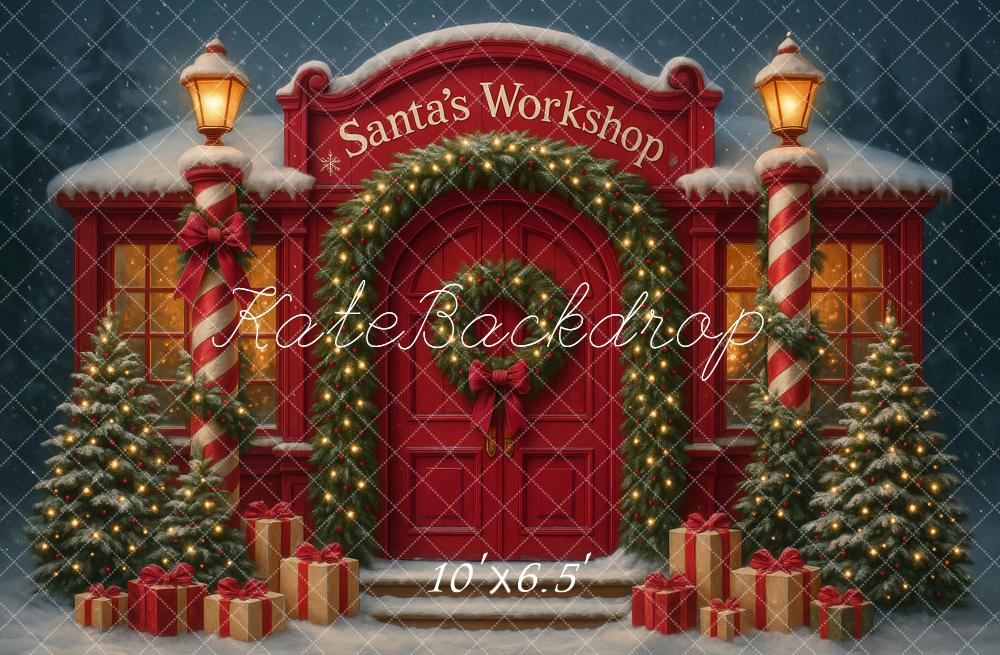 Kate Christmas Santa's Workshop Trees Night Backdrop Designed by Ashley Paul -UK