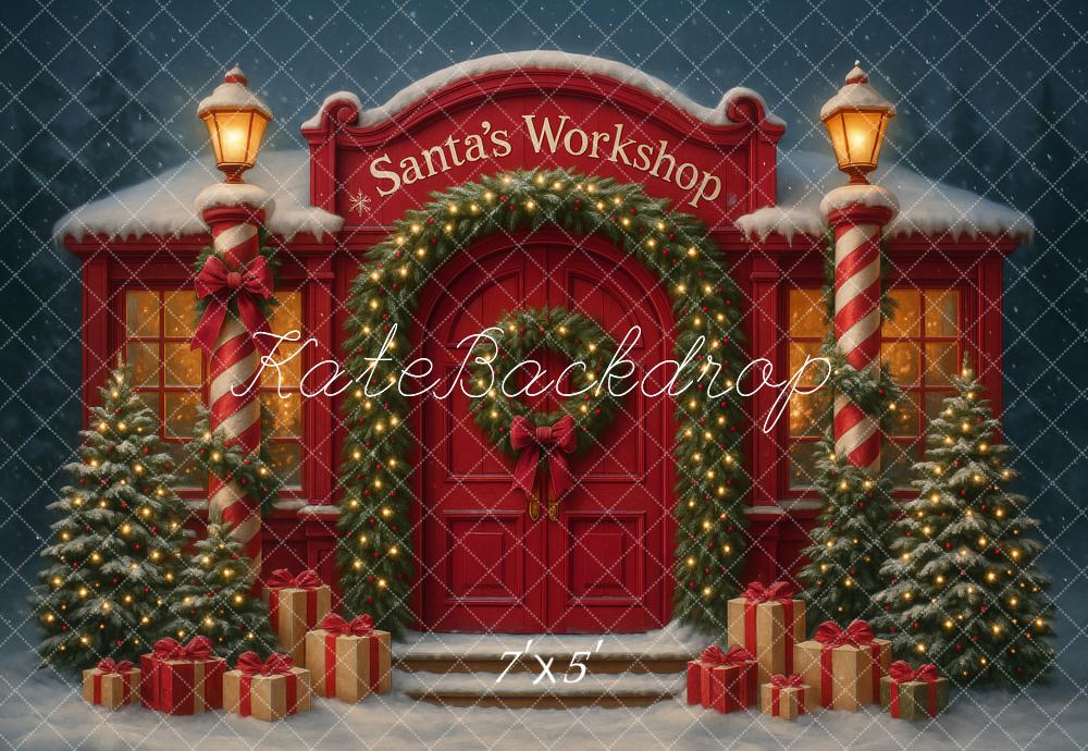 Kate Christmas Santa's Workshop Trees Night Backdrop Designed by Ashley Paul -UK