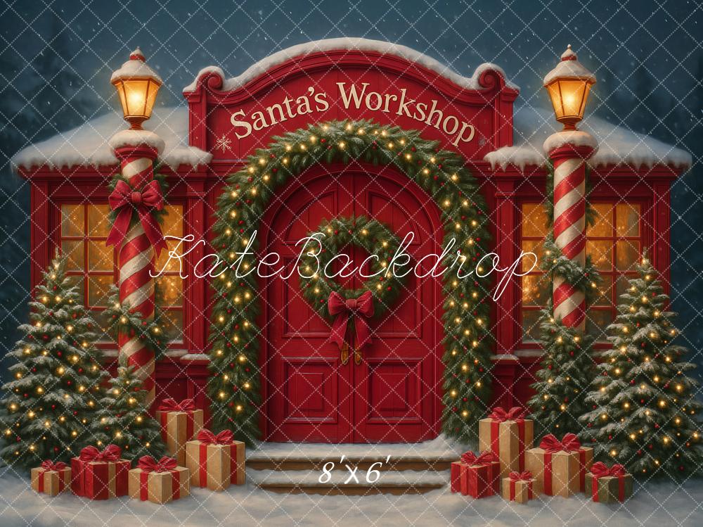 Kate Christmas Santa's Workshop Trees Night Backdrop Designed by Ashley Paul -UK