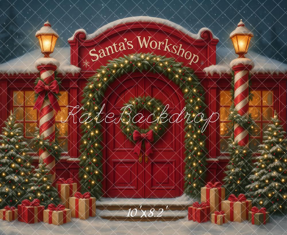 Kate Christmas Santa's Workshop Trees Night Backdrop Designed by Ashley Paul -UK