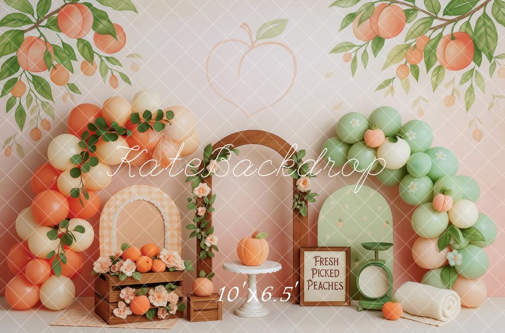 Kate Cake Smash Peach Balloon Arch Backdrop Designed by Patty Robert