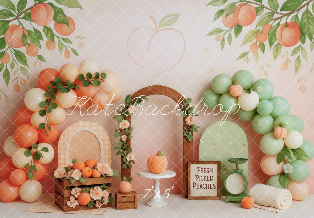 Kate Cake Smash Peach Balloon Arch Backdrop Designed by Patty Robert