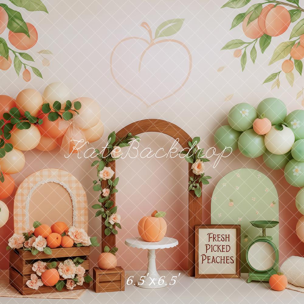 Kate Cake Smash Peach Balloon Arch Backdrop Designed by Patty Robert