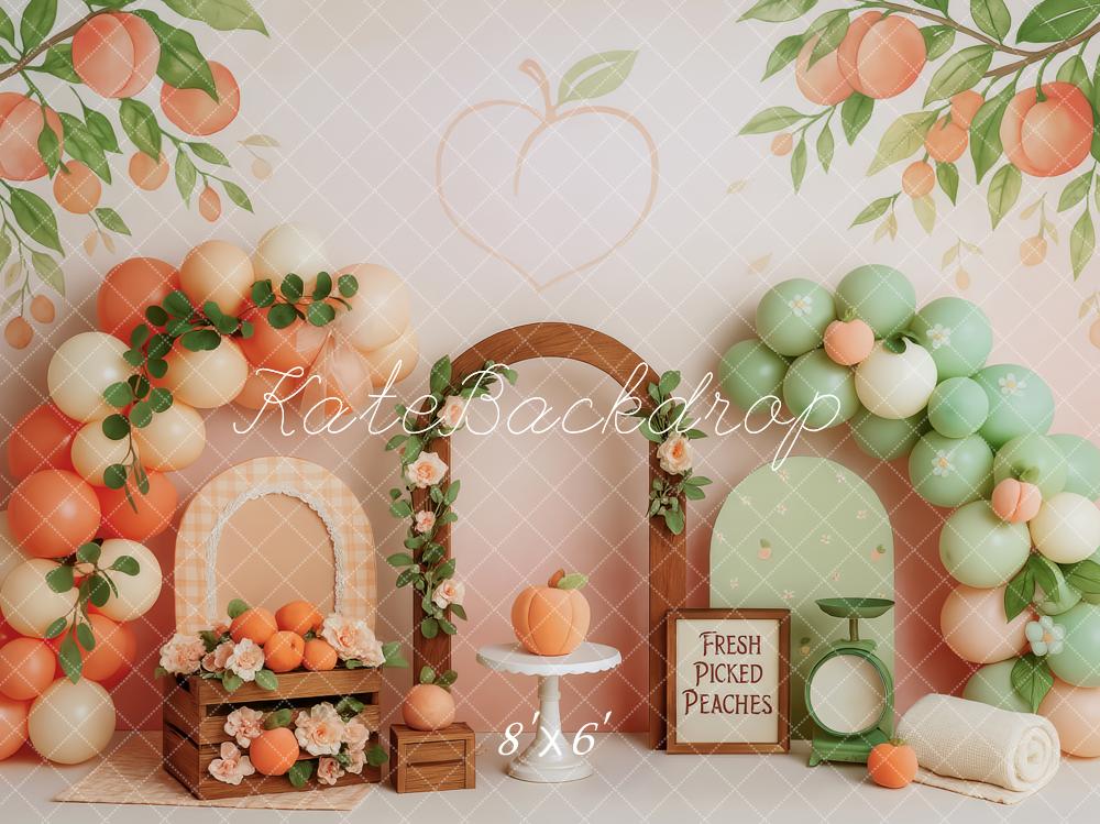 Kate Cake Smash Peach Balloon Arch Backdrop Designed by Patty Robert