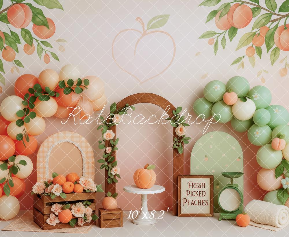 Kate Cake Smash Peach Balloon Arch Backdrop Designed by Patty Robert