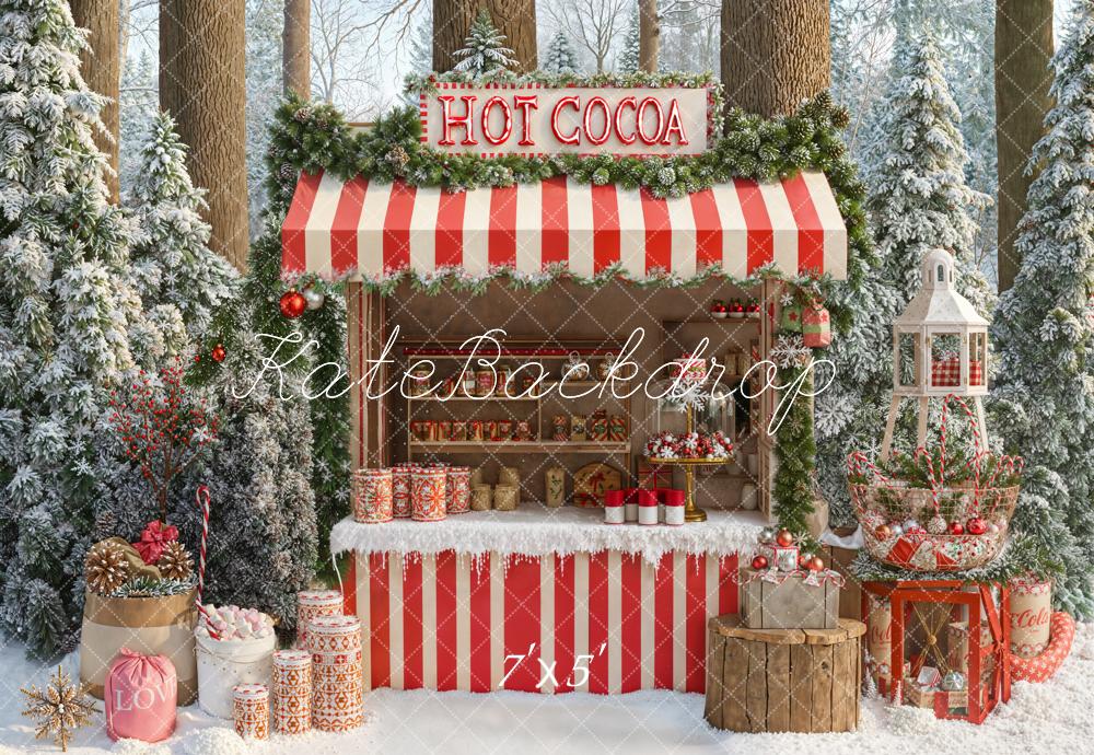 Kate Christmas Hot Cocoa Forest Snow Backdrop Designed by Emetselch -UK