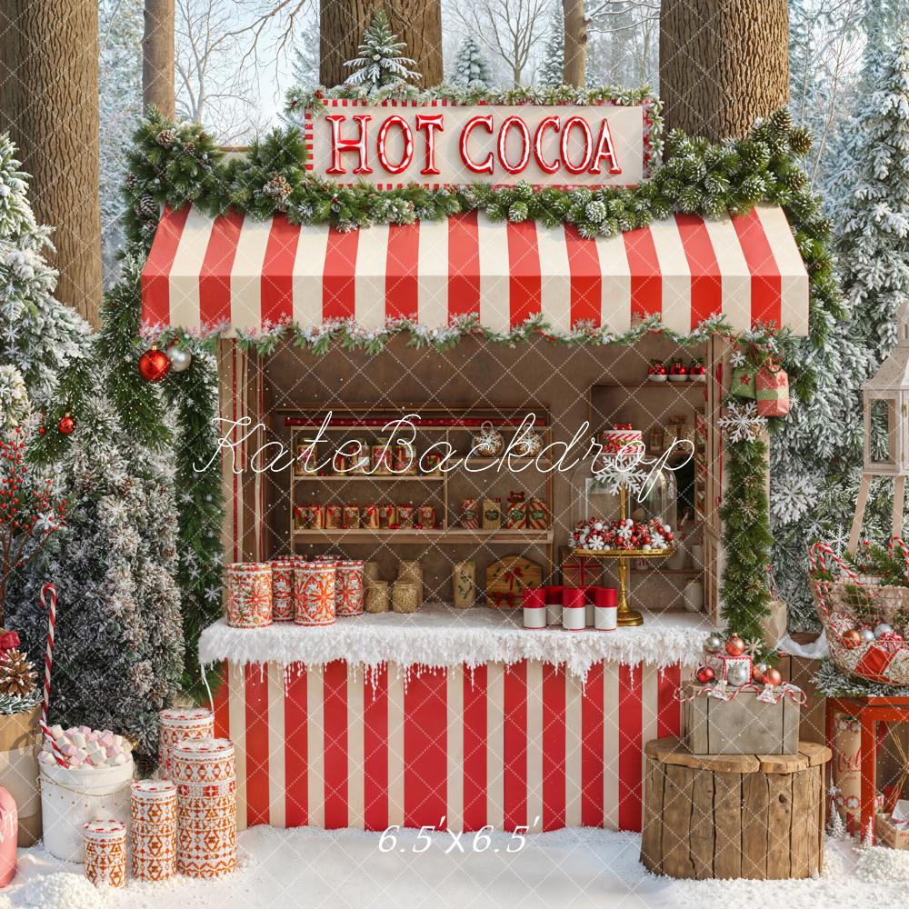Kate Christmas Hot Cocoa Forest Snow Backdrop Designed by Emetselch -UK